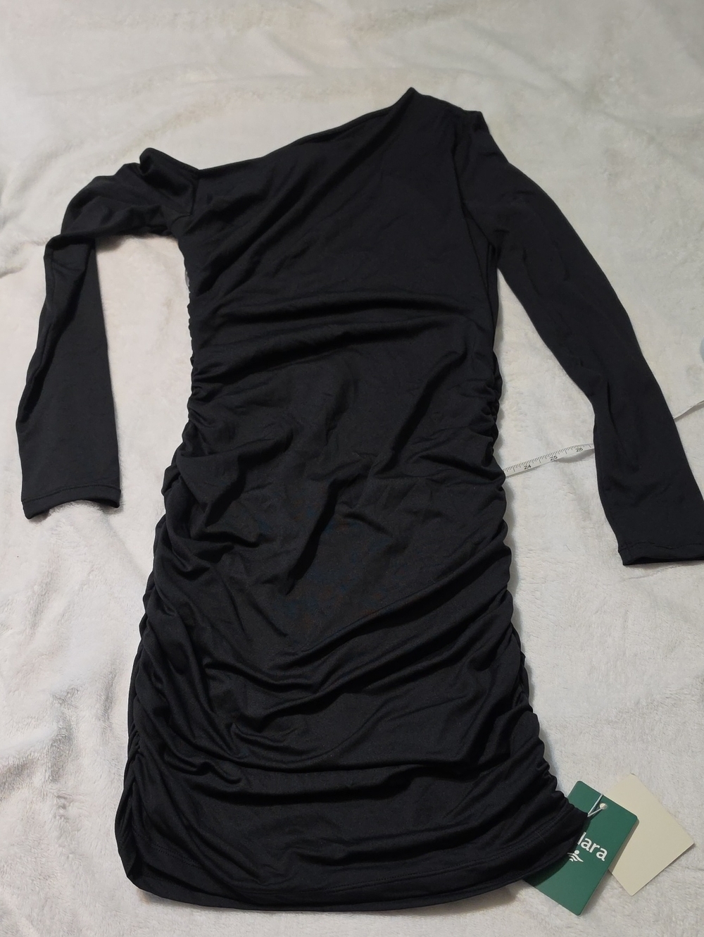 Nwt HALARA Black Long Sleeve Ruched Bodycon Dress #502